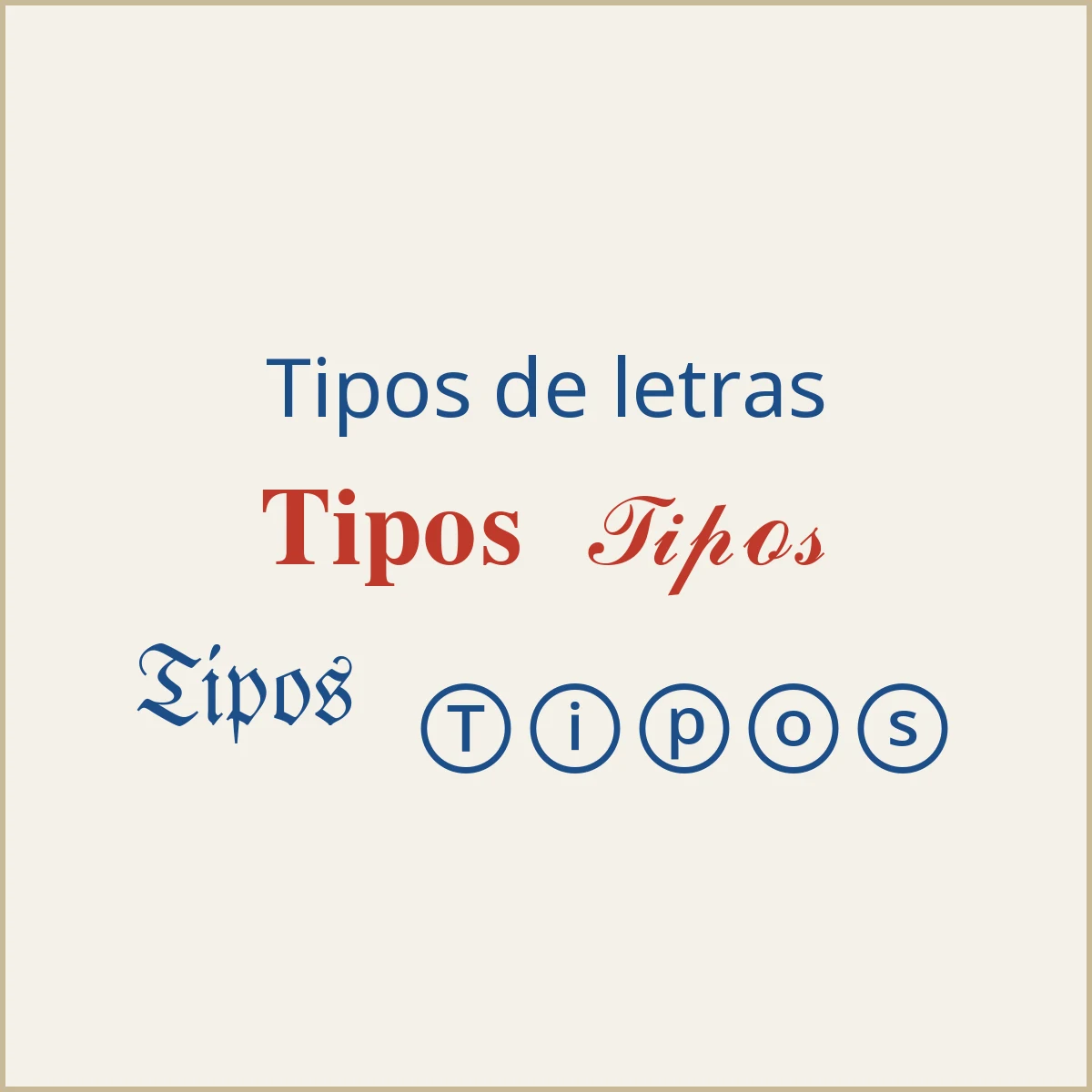 Ejemplos de negrita, cursiva, gótica y burbujas