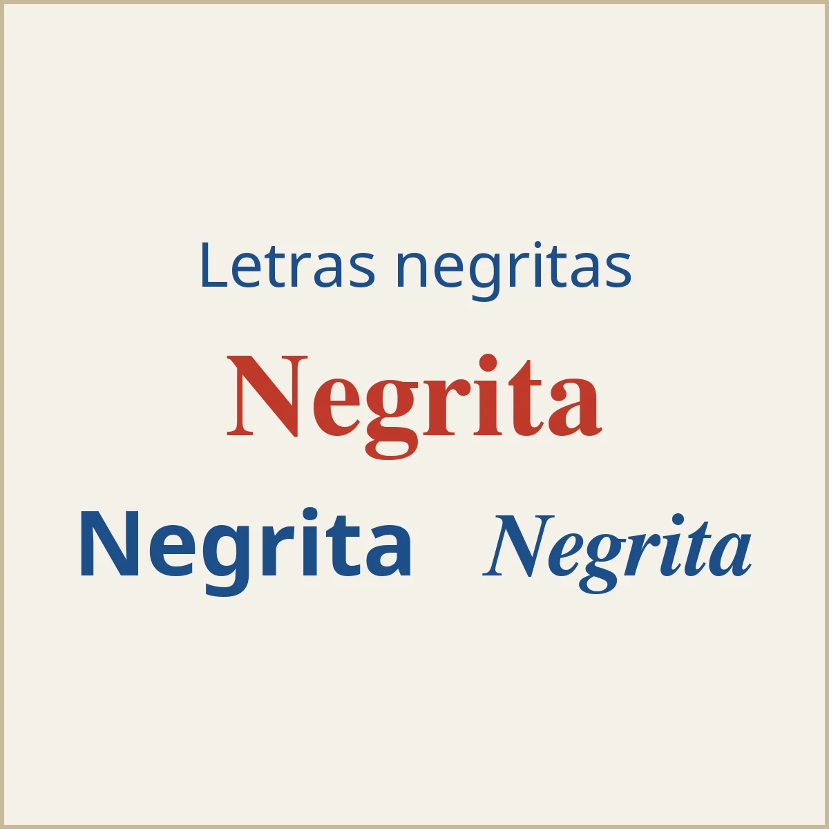 Ejemplos de negrita serif, sans y cursiva